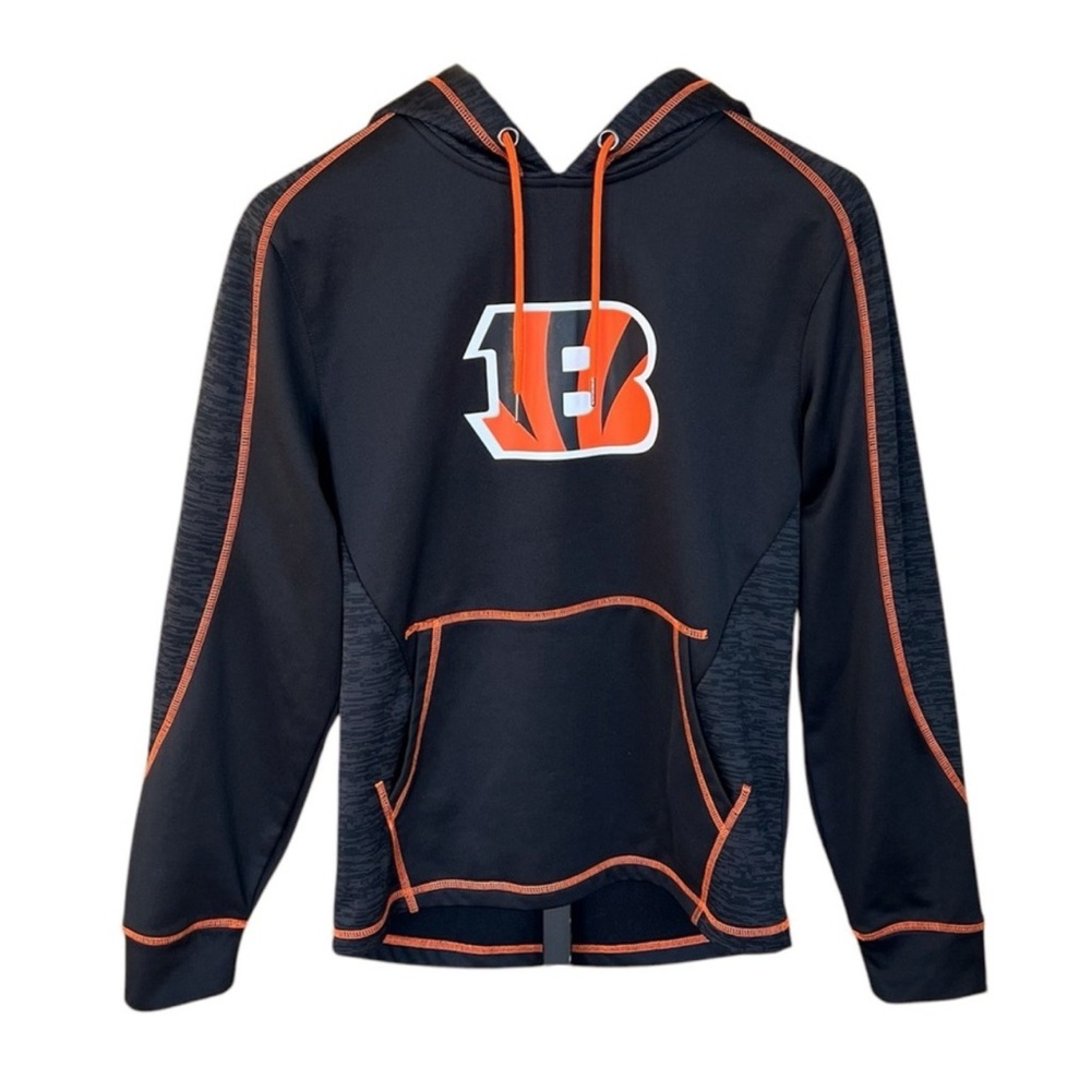 NFL Team Apparel Cincinnati Bengals Pullover Hooded Sweatshirt Hoodie Sweater M